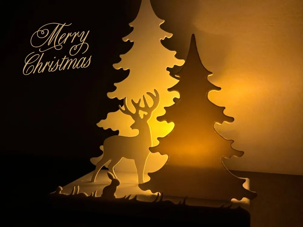 Deco Luminosa Pinos y Reno